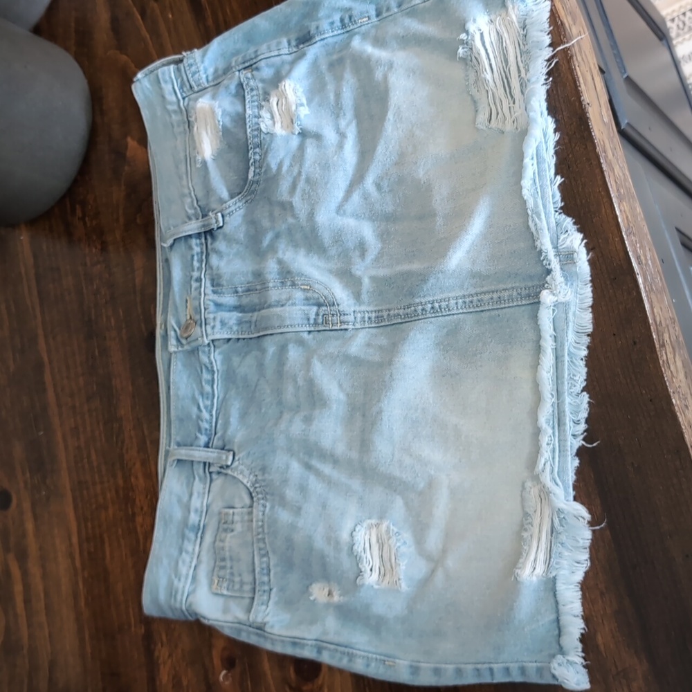 Old Navy Light Blue Jean Skirt with distress.